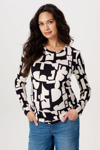 Noppies Maternity Langarmshirt Eura - Monochrome All Over Print