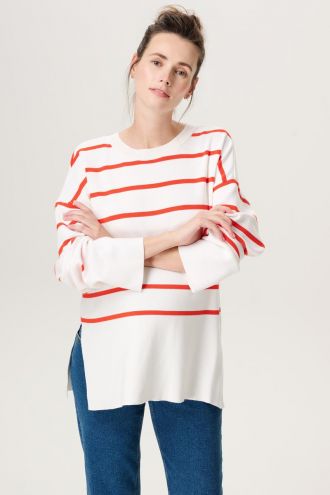 Noppies Maternity Nursing Jumper Jair - Tango Red Stripe