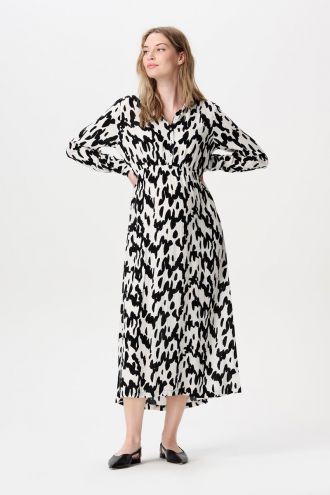 Noppies Maternity Nursing dress Kiki - Wavy Black Print