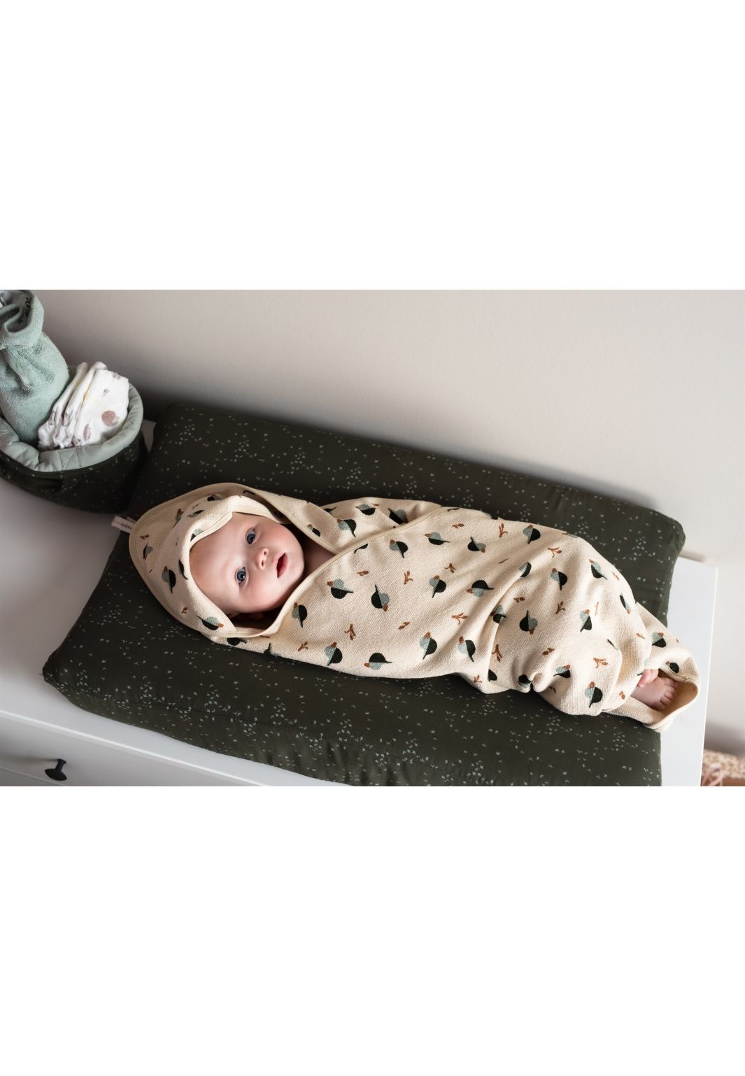 Noppies Baby Comfort Badcape Printed duck baby hooded towel - Beetle