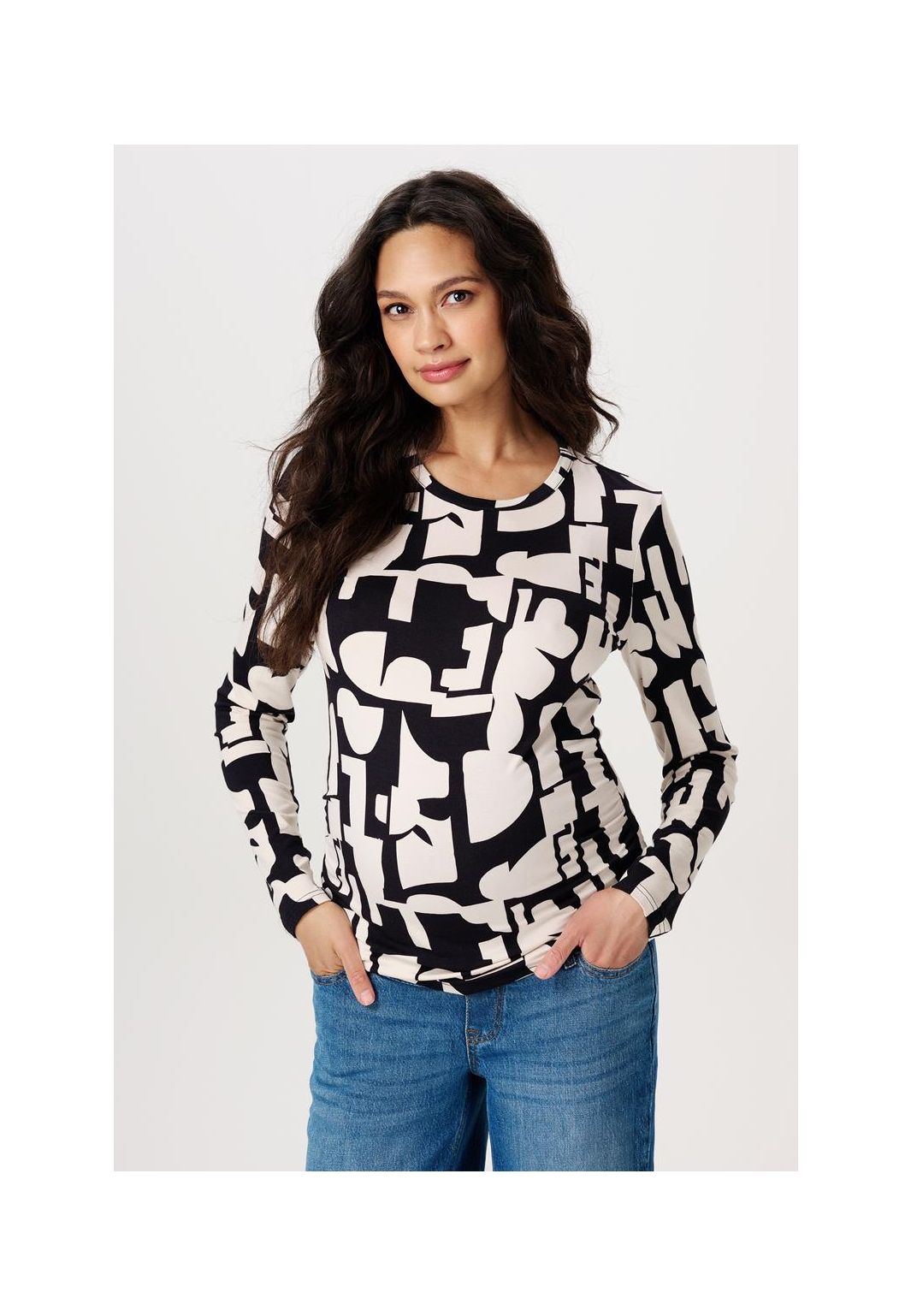 Noppies Maternity Langarmshirt Eura - Monochrome All Over Print