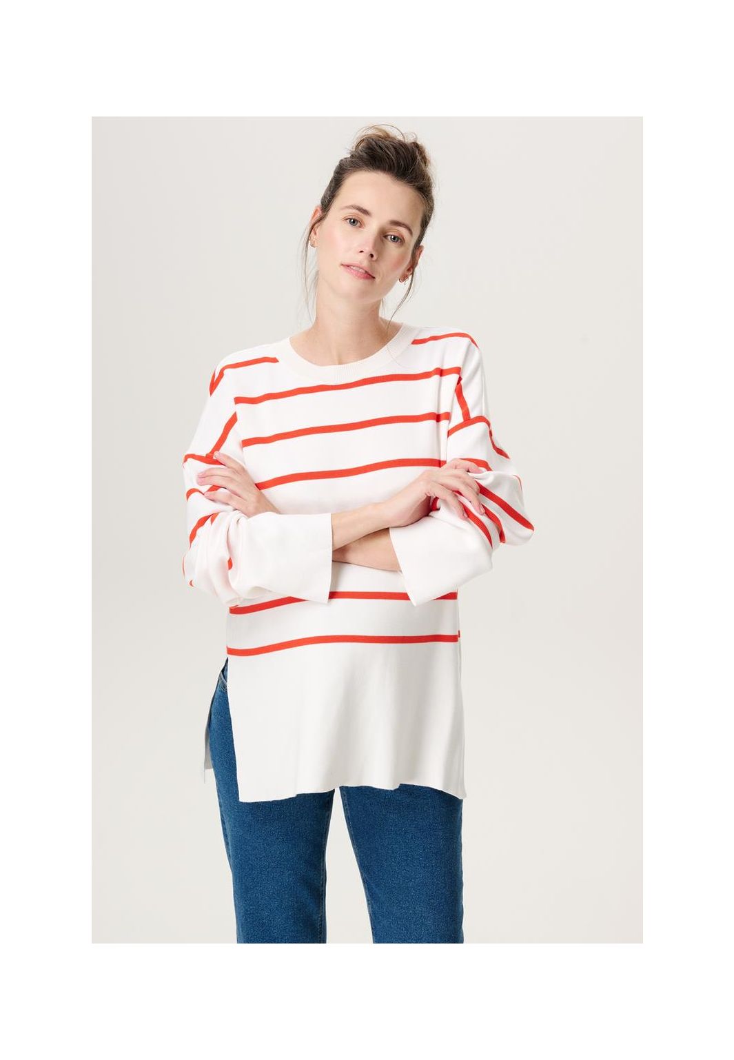 Noppies Maternity Still-Pullover Jair - Tango Red Stripe