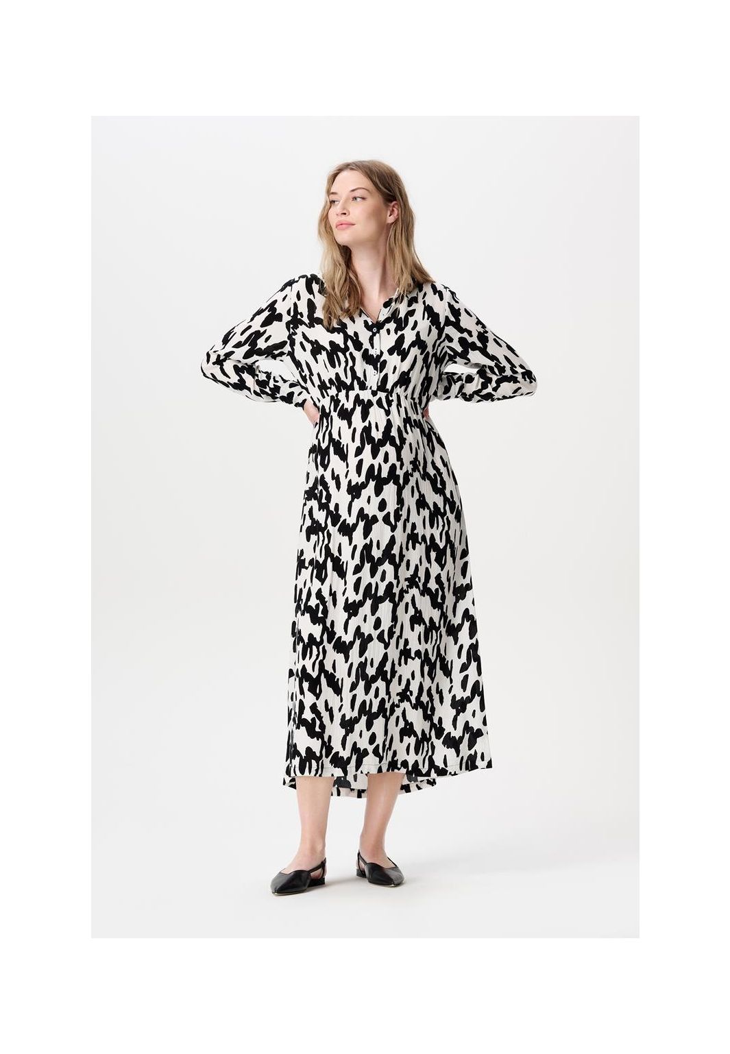 Noppies Maternity Nursing dress Kiki - Wavy Black Print