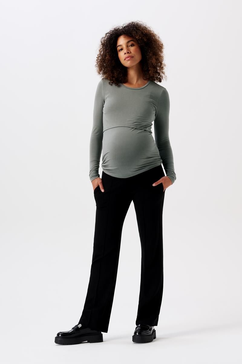 Maternity Trousers with Seamless Belly Wrap - ecru, Maternity | Vertbaudet
